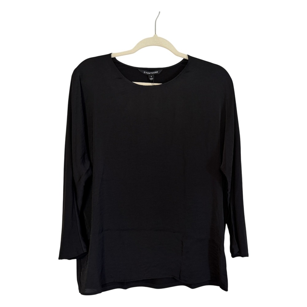 41 Hawthorn Blouse Womens M Black‎ Long Sleeve Mixed Media NEW